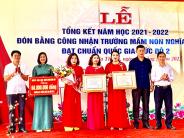 Trường Mầm non Nghĩa Thành đón Bằng công nhận chuẩn Quốc gia mức độ 2 năm học 2021 - 2022